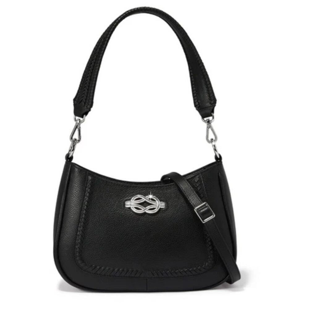 Brighton Black Leather Finn Convertible Shoulderbag Interlok Harmony Hobo (EUC) - Picture 2 of 12